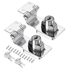 2pcs 3 Inch Keyed Alike Hasp Lock 90 Degree Chrome Plated Twist Knob