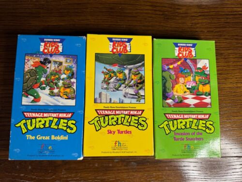 TMNT 3 VHS Lot Burger King Kids Club Teenage Mutant Ninja Turtles - 1990!