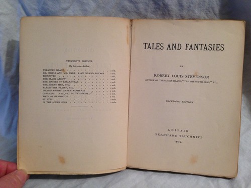 Robert Louis Stevenson - Tales and Fantasies - 1st Tauchnitz 1905, Scarce - Picture 4 of 9
