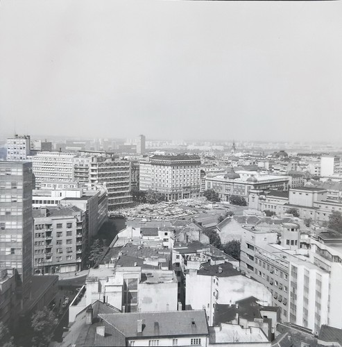 Vintage 1960s Aerial View Belgrade Downtown Medium Format B&W Negatives 6x6 cm