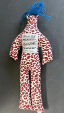 Original Dammit Doll Plush Stress Reliever Red Leopard Cheetah Print Blue Hair