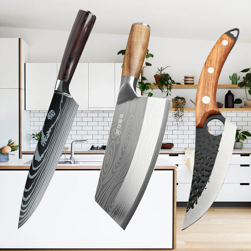 Handmade Cleaver Kitchen Knife Set Japanese Damascus Chef Knives
