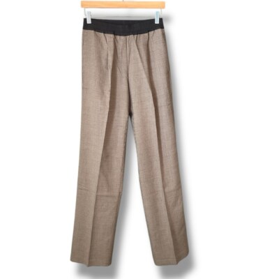 Thakoon Brown Houndstooth Straight Leg Pull On Trouser Pants Size 0