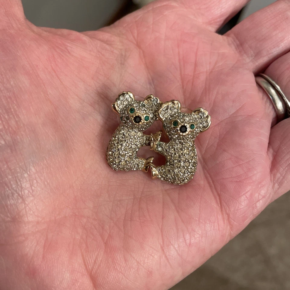 Koala Earrings Rhinestone Hanging Outback Australia Zoo Bear Animal Jeweled - Image 2 of 3