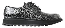 DOLCE & GABBANA Shoes Derby Patent Leather Black White Mens EU39 / US6 RRP $1000