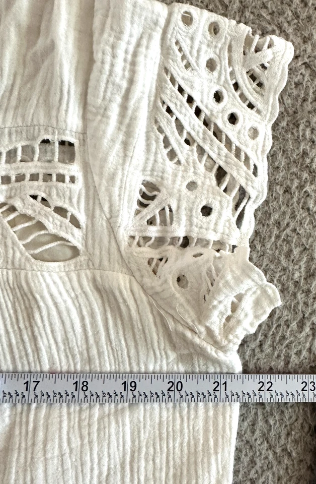 Море Нью-Йорк белое платье отверстие размер 4 марлевый хлопок изящный пляжный прибрежный карманы - Изображение 3 из 4