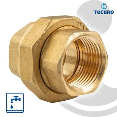 tecuro Verschraubung IG x IG 1/2 bis 1 Zoll - konisch dichtend - Messing blank