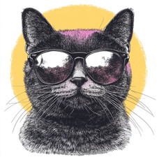 Wall Decal Sticker Cat with Sunglasses Wall Sticker 18X18cm Large