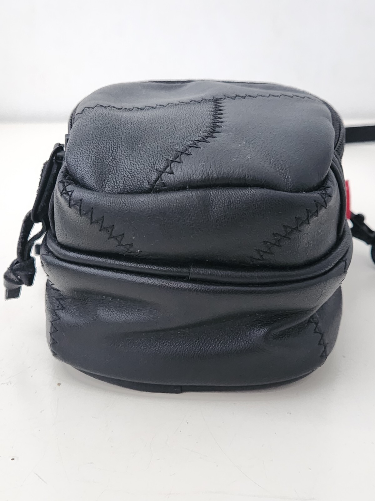 Black Patchwork Cowhide Leather Shoulder Bag FW19… - image 8