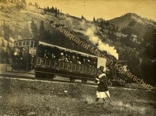 orig. Foto Eisenbahn Rigi Viznau Bahn 1904 Lokomotive Waggon Zug Schwyz