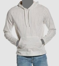  295 Vince Men's White Stripe Cotton Hoodie Size L