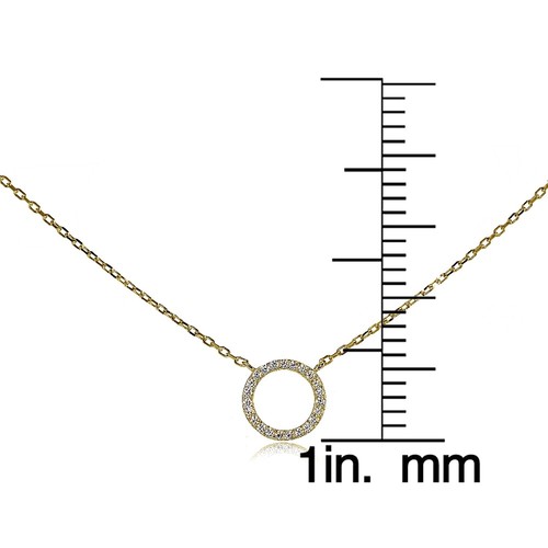 Gold Tone over Sterling Silver Cubic Zirconia Circle Choker Necklace - Picture 3 of 4