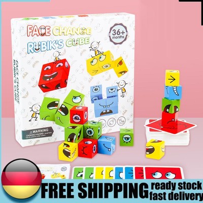 Wooden Face Changing Magic Cube Games with Bell Creative Wood for Family Night