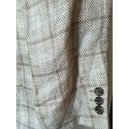TASSO ELBA XL(46-48) MENS NEW KHAKI 100%LINEN SPORT COAT JACKET BLAZER - Picture 3 of 6