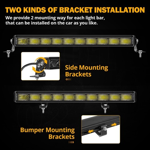 AUXBEAM 22" Barra de Luz LED de una Fila Proyectiva Blanco y Ámbar DRL Kit de Lámpara de Conducción - Imagen 8 de 12