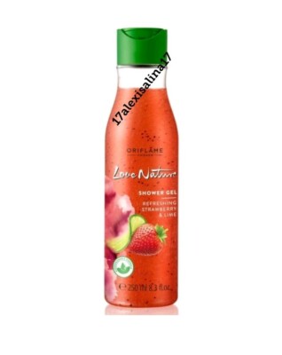 Oriflame Love Nature Peeling Duschgel erfrischend Erdbeere & Limette