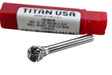 NEW Titan TB19516 Burr Double Cut, 1/2 in Head Diameter, 1/4 in Shank Diameter, 