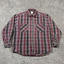 Vintage 80s/90s Carhartt Flannel Button Up Shirt Size L Red Plaid