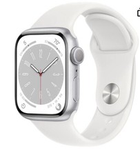 Apple Watch Series 8 41mm GPS Silver Case w/ White Sport Band S/M MP6L3LL/A