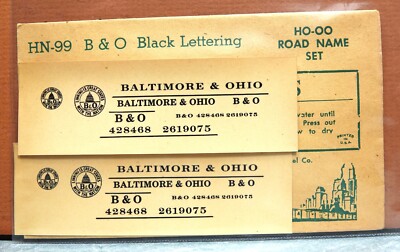 CHAMP HO SCALE B & O BLACK LETTERING ROAD NAME DECAL SET # HN-99