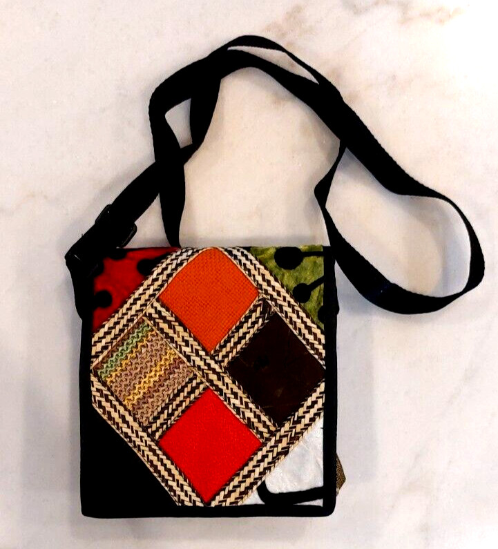 Patchwork & Geometric Designed Crossbody Bag 7" x… - image 1