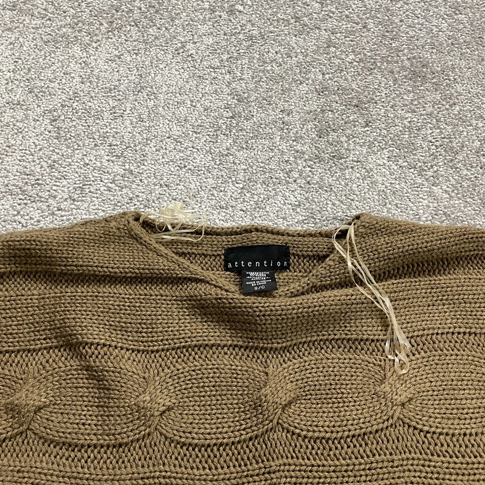 Vestido Suéter Attention Mujer Pequeño Marrón Cambio Grueso Tejido Manga Corta Damas Foto 3 de 4