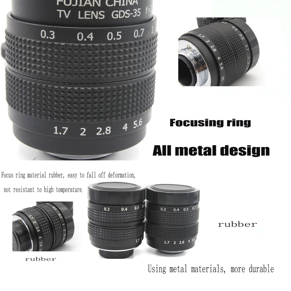 Fujian 35mm f/1.7 CCTV cine lens for M4/3 / MFT Mount Camera & Adapter bundle ne - Image 3 of 4