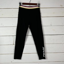 New DKNY High Waist Stretch Pant 7/8 length Activewear Black Stripe Women's XS