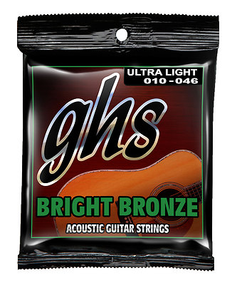 GHS BB10U Bright Bronze acoustic guitar strings, Ultra Light .010-.046