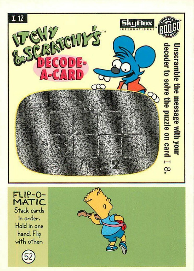 ITCHY & SCRATCHY 1994 Skybox The Simpsons Series 2 DECODE-A-CARD