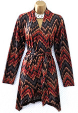 Nina Leonard Evening Cover Up Jacket Sz M 12-14 Multi Geo Print Sheen Waterfall