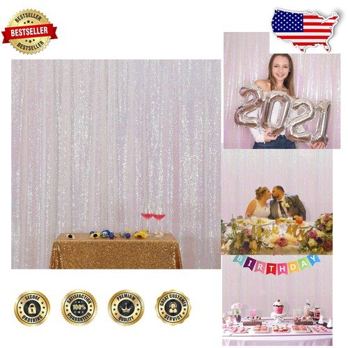 Dazzling 8x8 FT Iridescent Sequin Backdrop for Birthdays and Baby Showers