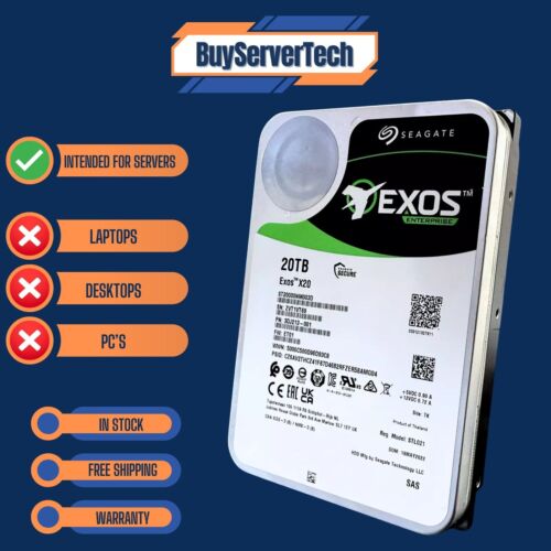 Seagate Exos X20 ST20000NM003D 20TB 7200RPM 12Gb/s SAS 3.5" Enterprise HDD - Picture 4 of 8