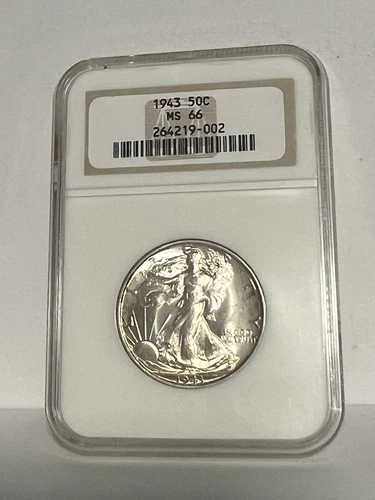 1943-P 50C WALKING LIBERTY HALF DOLLAR 90% SILVER US COIN NGC GRADED MS 66