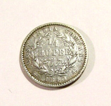 India-British 1840 1/4 Rupee Silver Coin