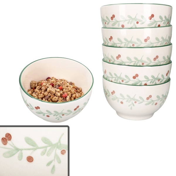 6X Holly MüSli-Schale Ø14,3Cm 550Ml Steingut 6 Personen Dessert-Bowl Weihnachten-image
