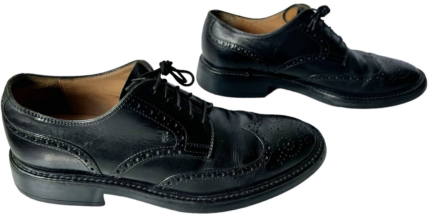 SAOLA Scarpe Tod's uomo taglia 10 5 nere Derby Brogue stringate a coda di rondine pelle semi eleganti