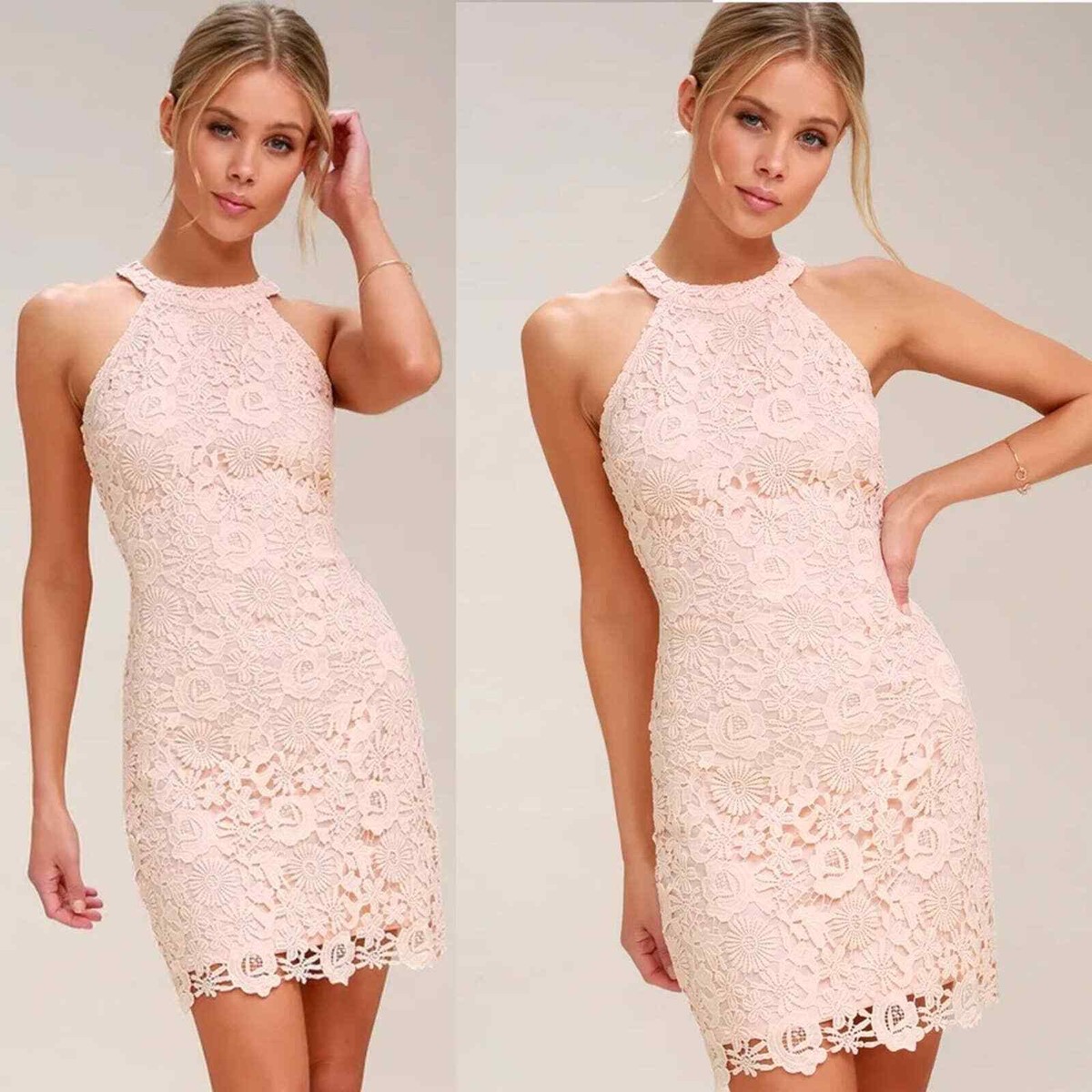 Ladies Dresses Love Poem Blush Pink Lace Dress Blush Pink Lace Mini Dress  Womens X-Small