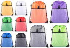 (100 Bags) Mato & Hash Drawstring Cinch Bag Backpack With Mesh Pocket BULK