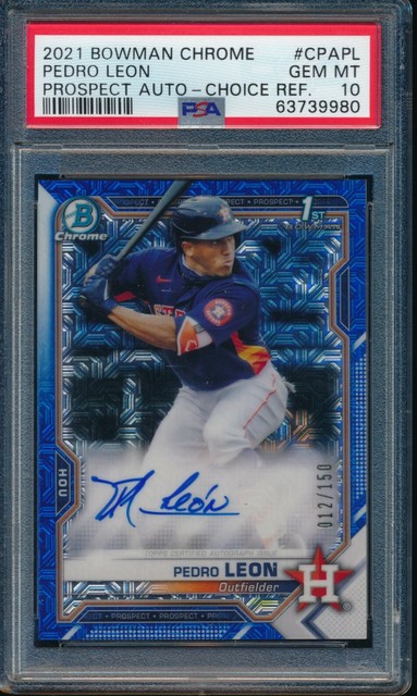 PSA 10 Pedro Leon Auto 1st 2021 Bowman Chrome Blue Mojo Refractor #/150 Gem Mint