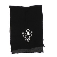 VTG Truly Regal Triple Sheer Embroidered Black Scarf R Monogram Rayon Whimsigoth