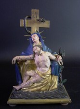 antike Volkskunst - KREUZIGUNGSGRUPPE mit SCHLANGE - Holz geschnitzt um 1820