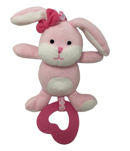 Carters Child of Mine Pink Teether Rattle Plush Bunny Rabbit Hanging ...