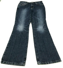 Tommy Hilfiger Women Jeans Sz 6 Hipster Flare 33" Skater Knee Burst 80s