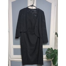 Perceptions Woman Black Sequin Jacket Dress Set Size 16W Formal Evening