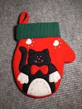 Black Cat Wearing Bow Tie Christmas Stocking Mitt