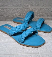 Steve Madden Kenley Braided Heeled Sandals Blue Mule Square Toe Women's Size 6
