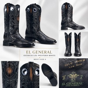 El General Genuine Ostrich Size 8.5  Boots + Matching Belt Wester Cowboy Men’s El General Ostrich Boots | eBay main image 4
