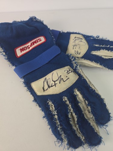 Simpson Race Used Signed Racing Gloves Auto Racing Garage Memorabilia Display