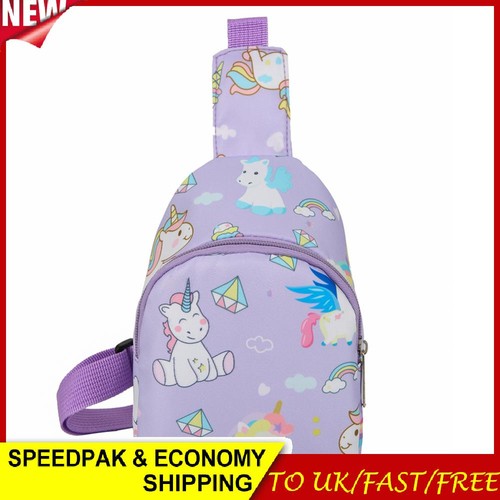 Kinder süße Cartoon Druck Nylon Brusttaschen Mini Crossbody Taschen (lila) &H